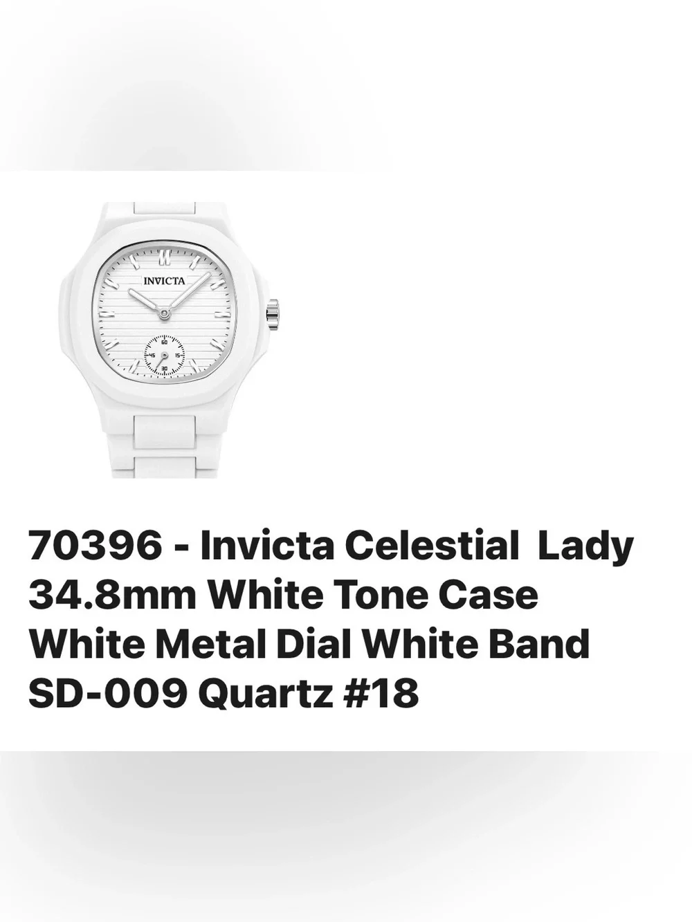 INVICTA White Ceramic Women’s Watch - Sleek All-White Design